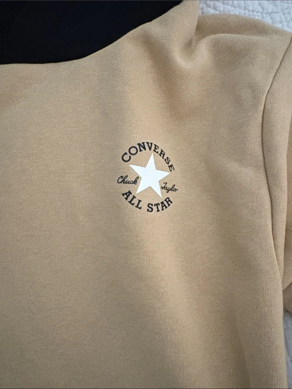 Boys Converse Two-Tone Hoodie — Tan Body with Black Hood Size M Medium NWT